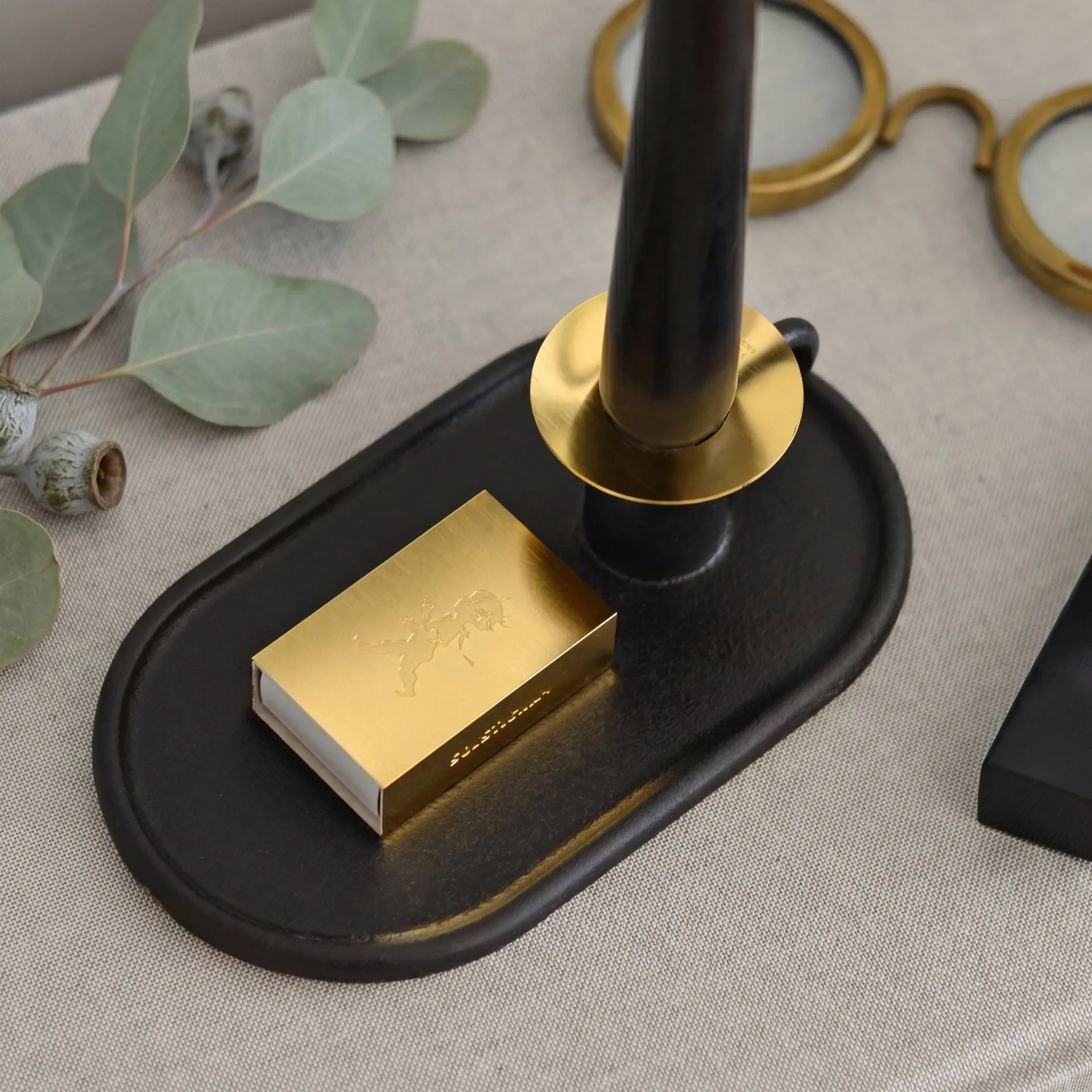 Chamber candlestick with matchbox holder, Solstickan chamber candlestick incl match case Solstickan Design