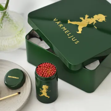 Solstickan tealight box 21x21 cm - Green-gold - Solstickan Design