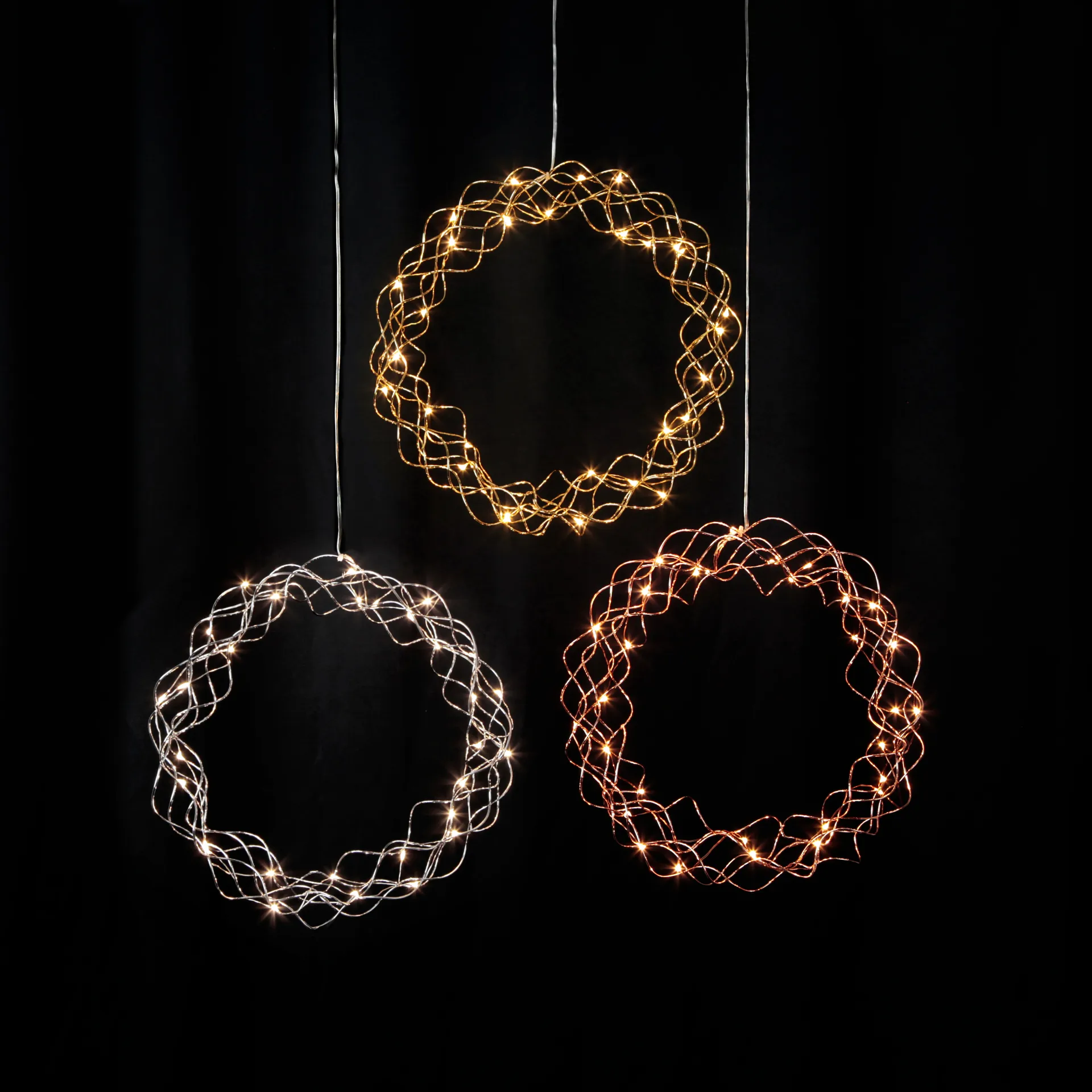 Curly wreath with LED lights 30 cm, Brass Star Trading