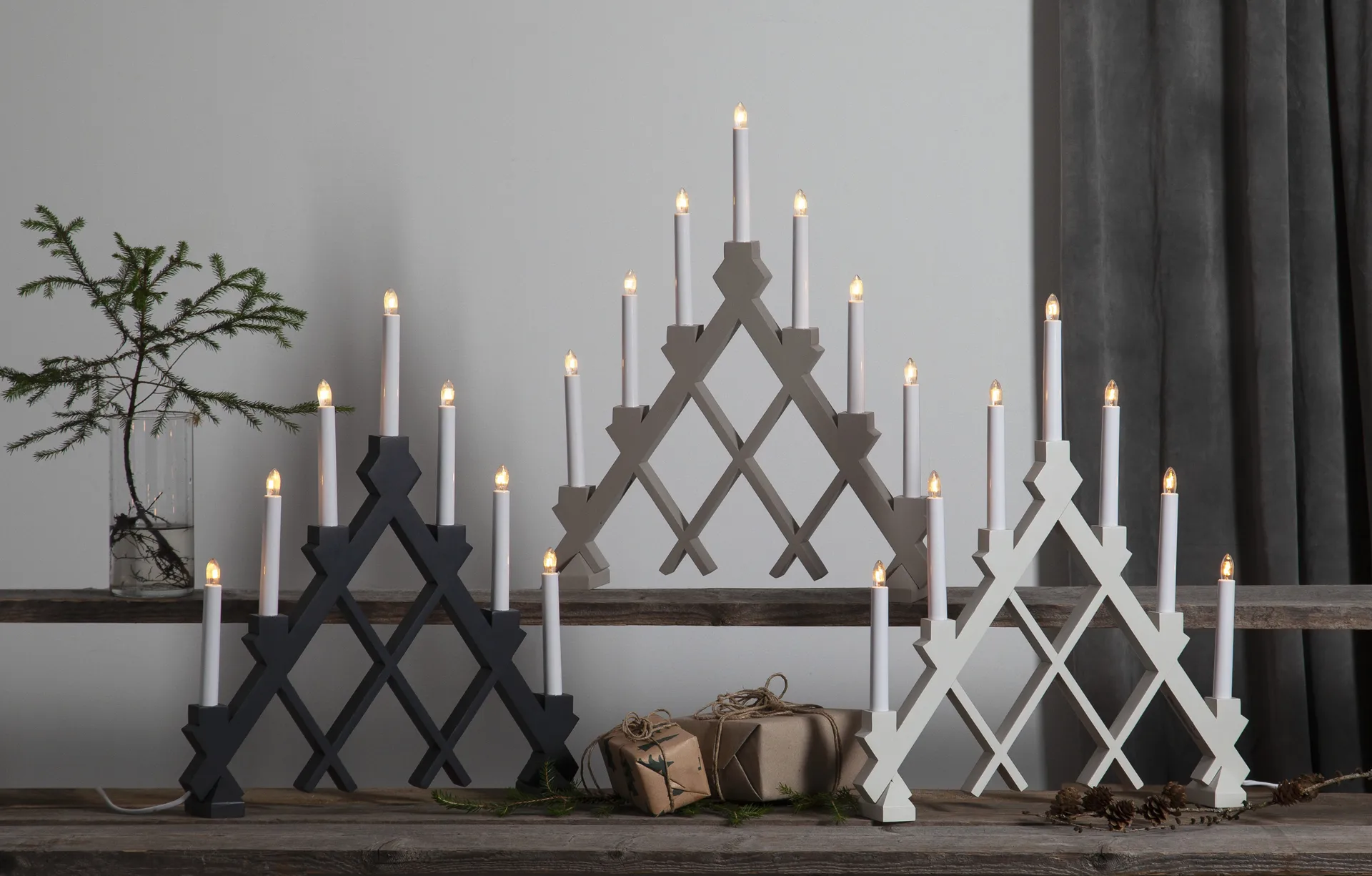 Rut 7 wooden candle holder 43 cm, White Star Trading