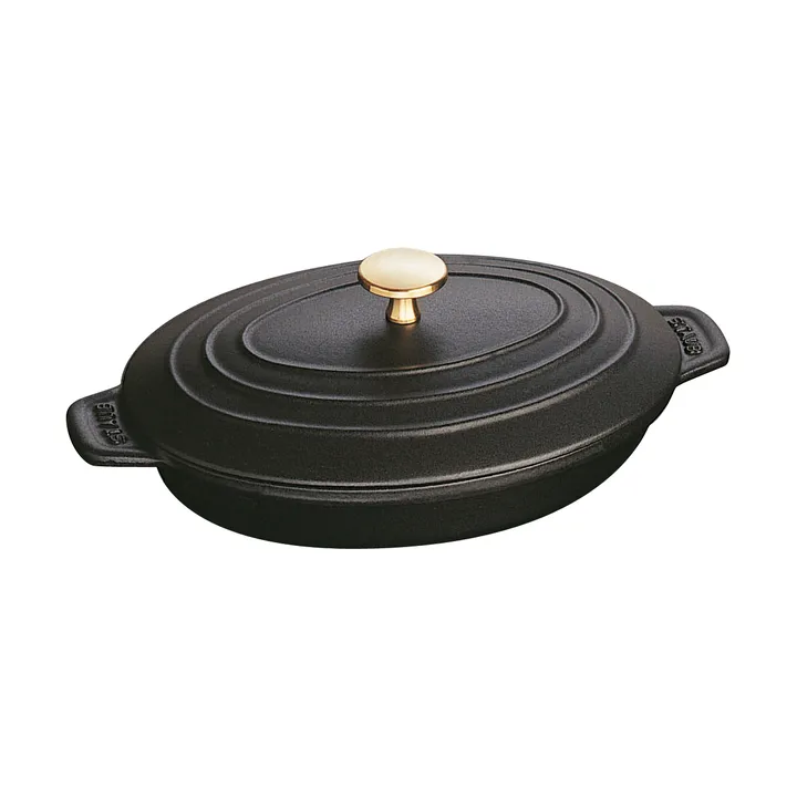 Staub oval cast iron baking dish with lid 23 cm - Black - STAUB