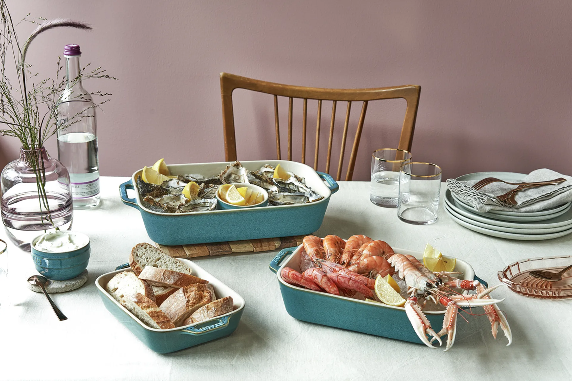 Staub oven dishes 3 pieces, Antique turquoise STAUB