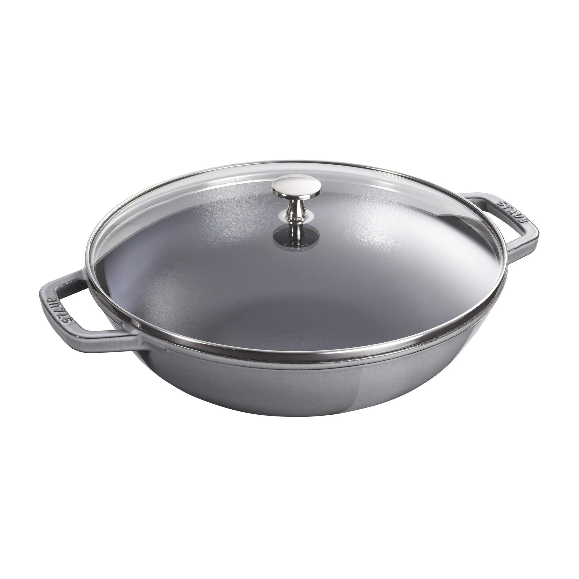 Wok with glass lid Ø37 cm 5.7 L, grey STAUB