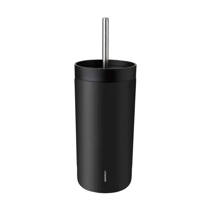 To Go Sip thermos mug with straw 0.4 L - Soft black - Stelton