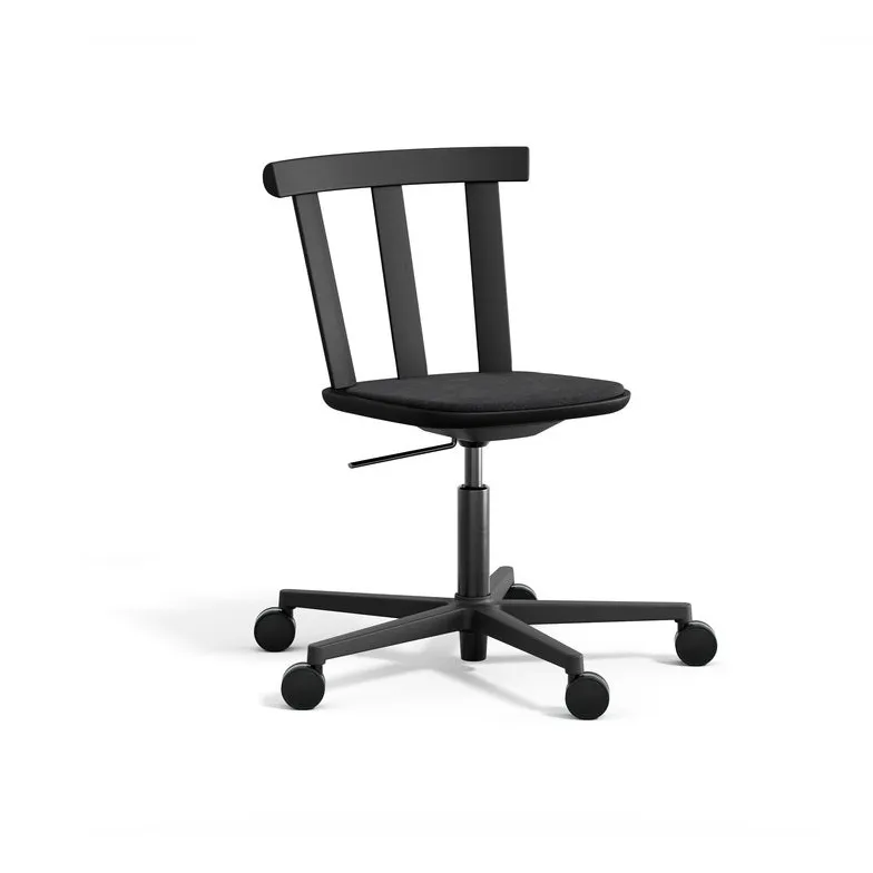 Alt chair swivel base upholstered seat oak, Hallingdal 65-180 black-matte black 99 Stolab