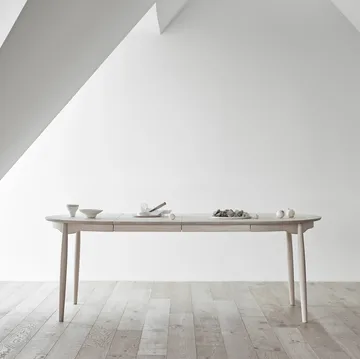 Carl extendable dining table - White-oiled birch, Ø115 cm - Stolab