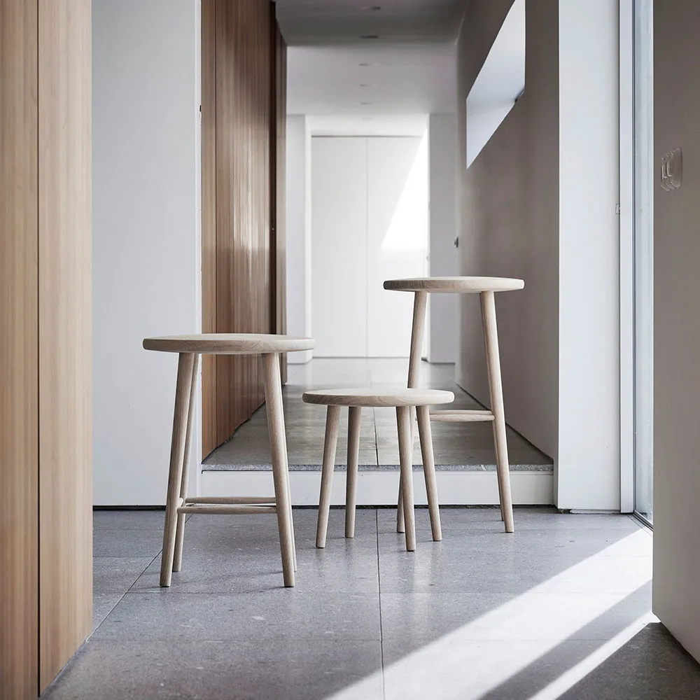 Miss Button round stool, Oak natural oil. low, Ø44x45 cm Stolab