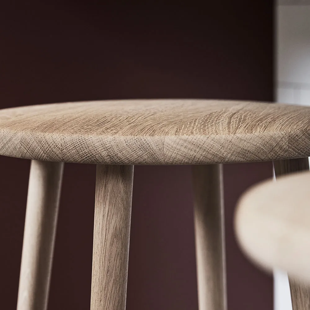 Miss Button round stool, Oak natural oil. low, Ø44x45 cm Stolab