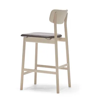 Prima Vista bar stool - Leather Elmosoft darkbrown-lightt matt lacquered birch stand, 65 cm - Stolab