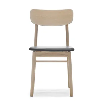 Prima Vista chair light matte lacquered oak - Leather Elmosoft 99001 black - Stolab