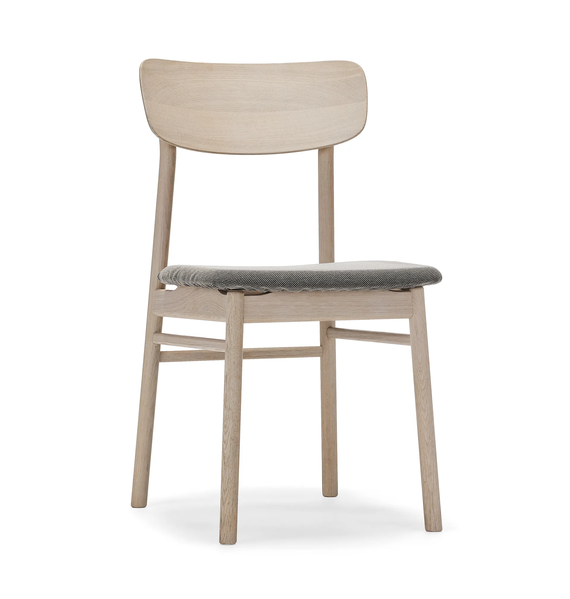 Prima Vista chair light matte lacquered oak, Textile blues 9202 brown-beige Stolab