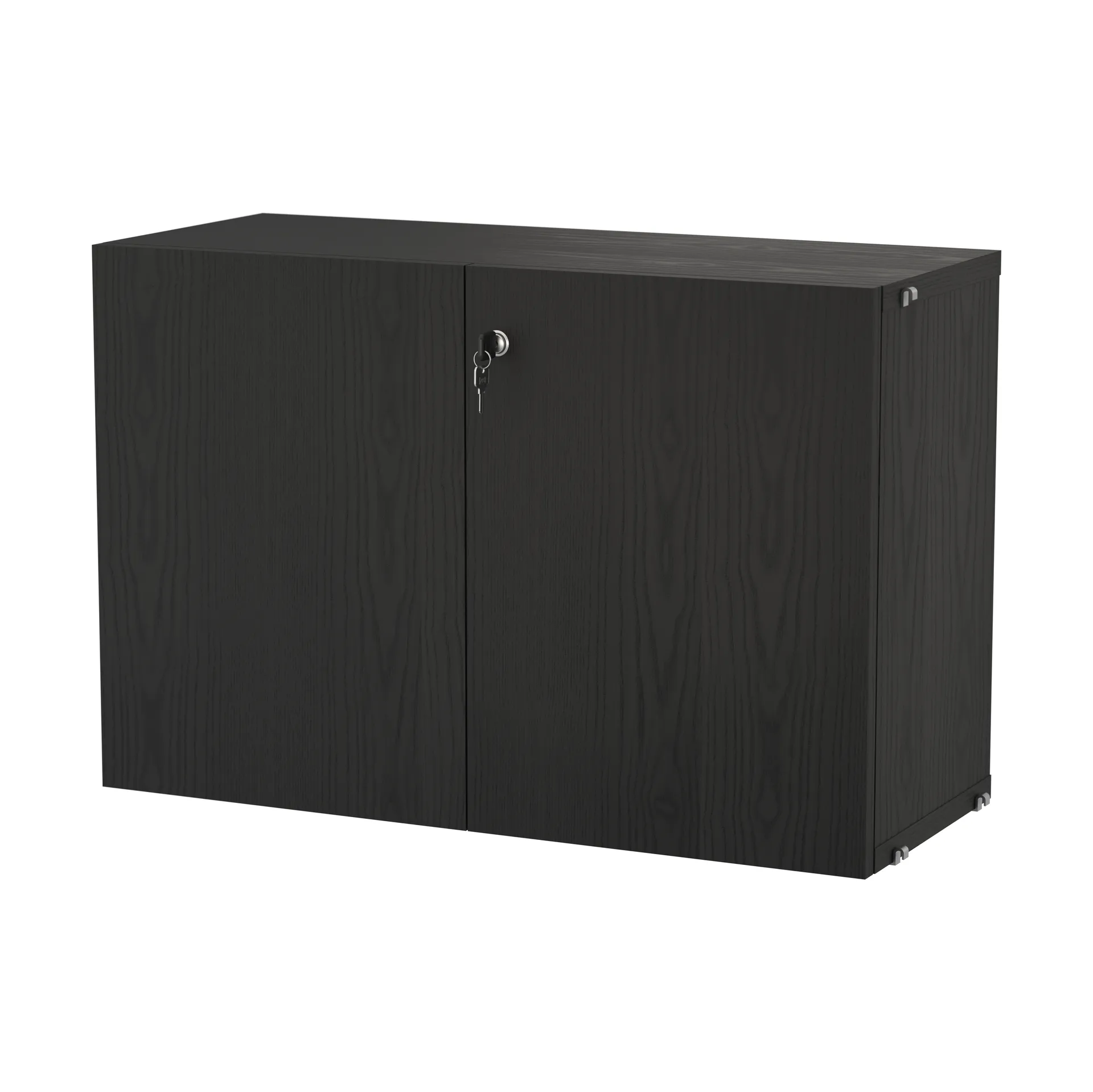 String cabinet with lock, Black stained ash String