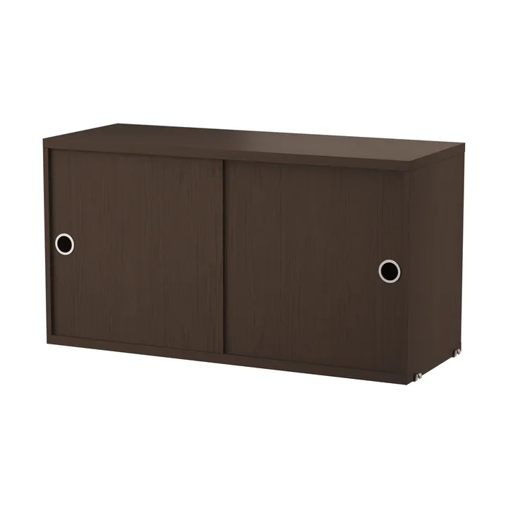 String cabinet with sliding door - Dark oak, 78x30 cm - String