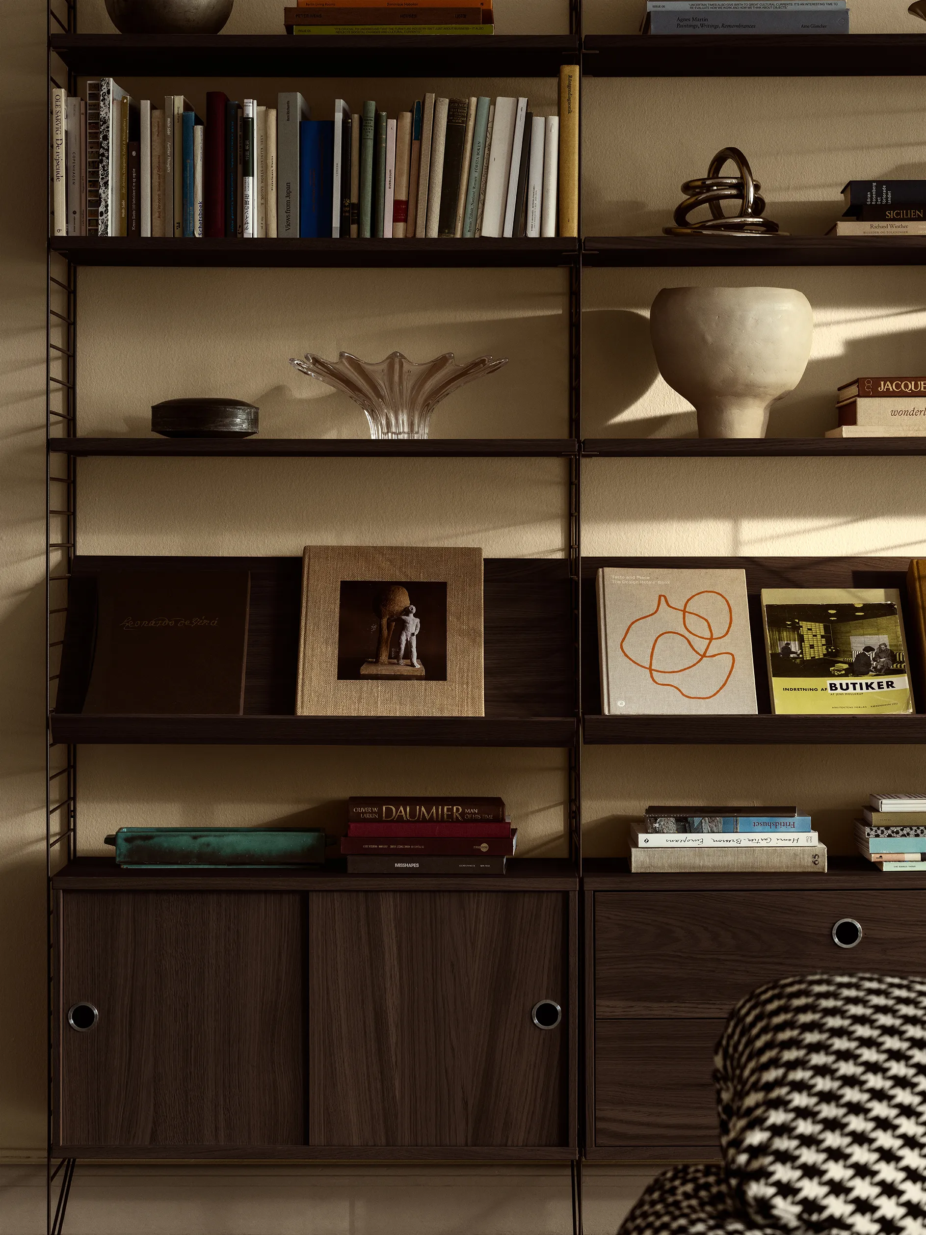 String cabinet with sliding door, Dark oak, 78x30 cm String