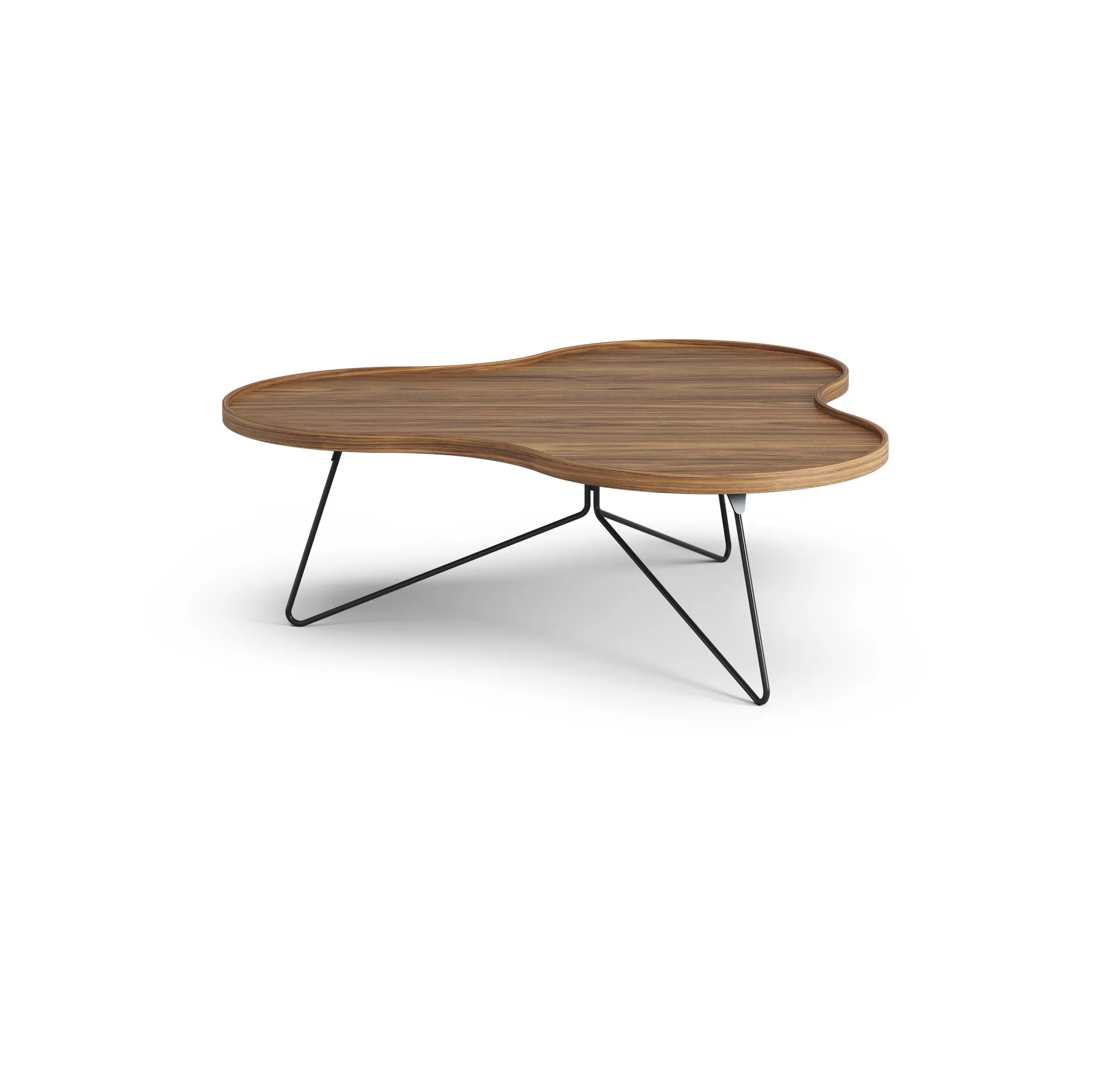 Flower mono table Special Edition 107x114 cm, H39 cm-lacquered walnut-black lacquered steel Swedese