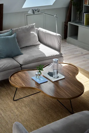 Flower mono table Special Edition 107x114 cm - H45 cm-lacquered walnut-black lacquered steel - Swedese
