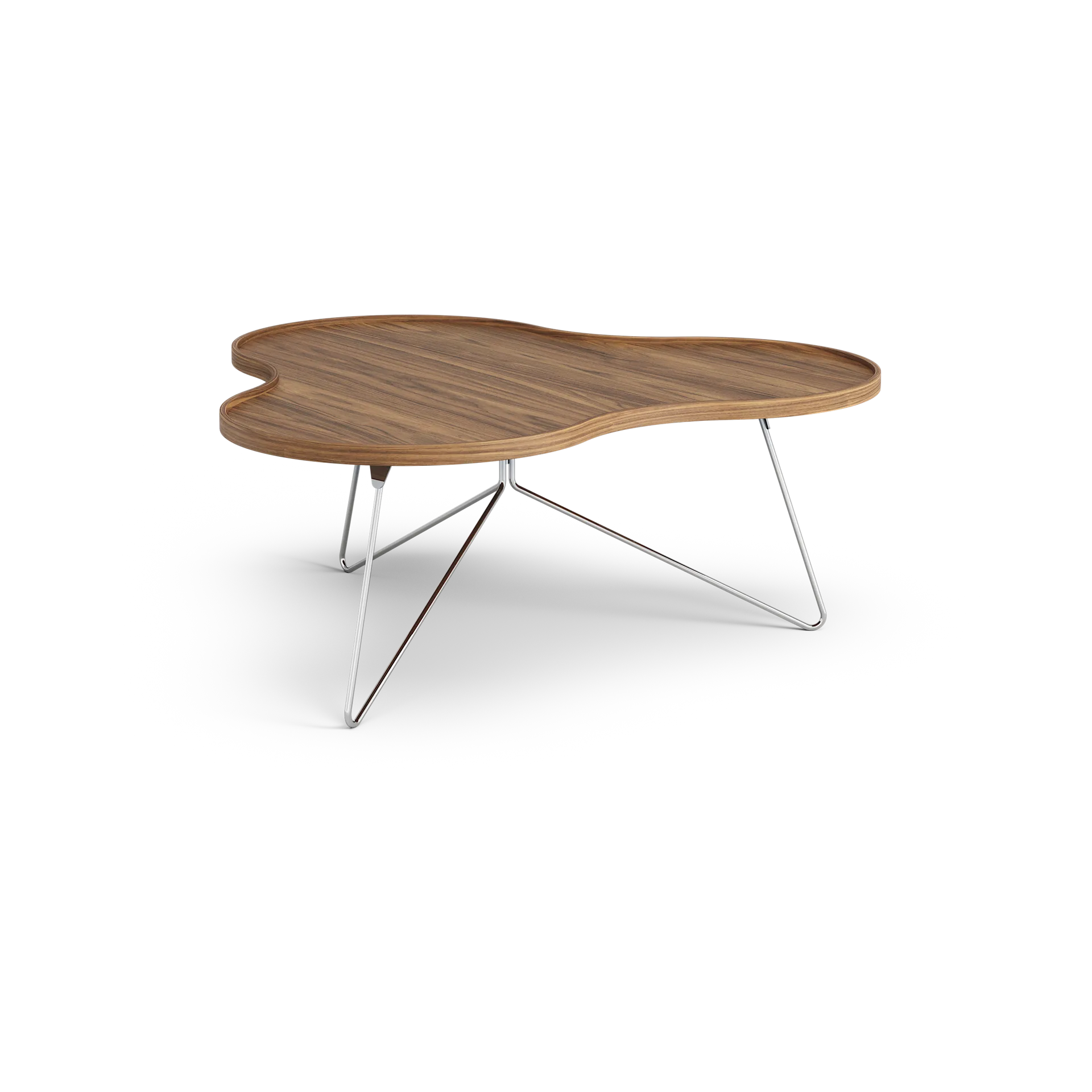 Flower mono table Special Edition 107x114 cm, H45 cm-lacquered walnut-chromed steel Swedese