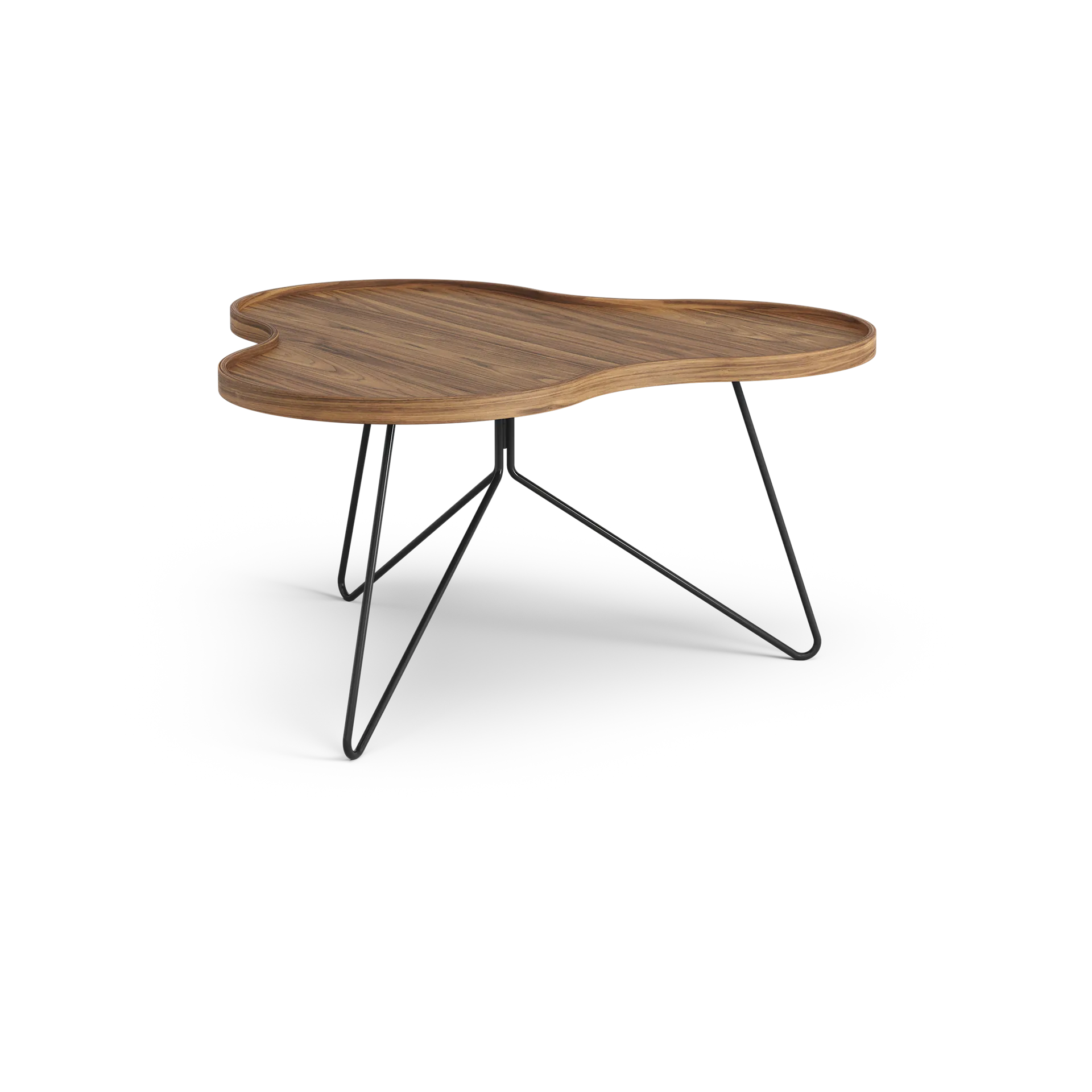 Flower mono table Special Edition 84x90 cm, H45 cm-lacquered walnut-black lacquered steel Swedese
