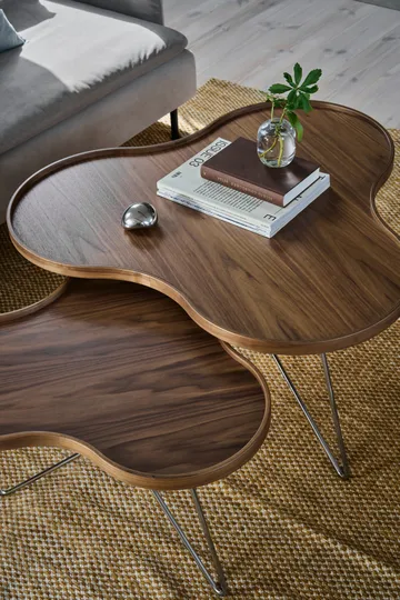 Flower mono table Special Edition 84x90 cm - H45 cm-lacquered walnut-chromed steel - Swedese