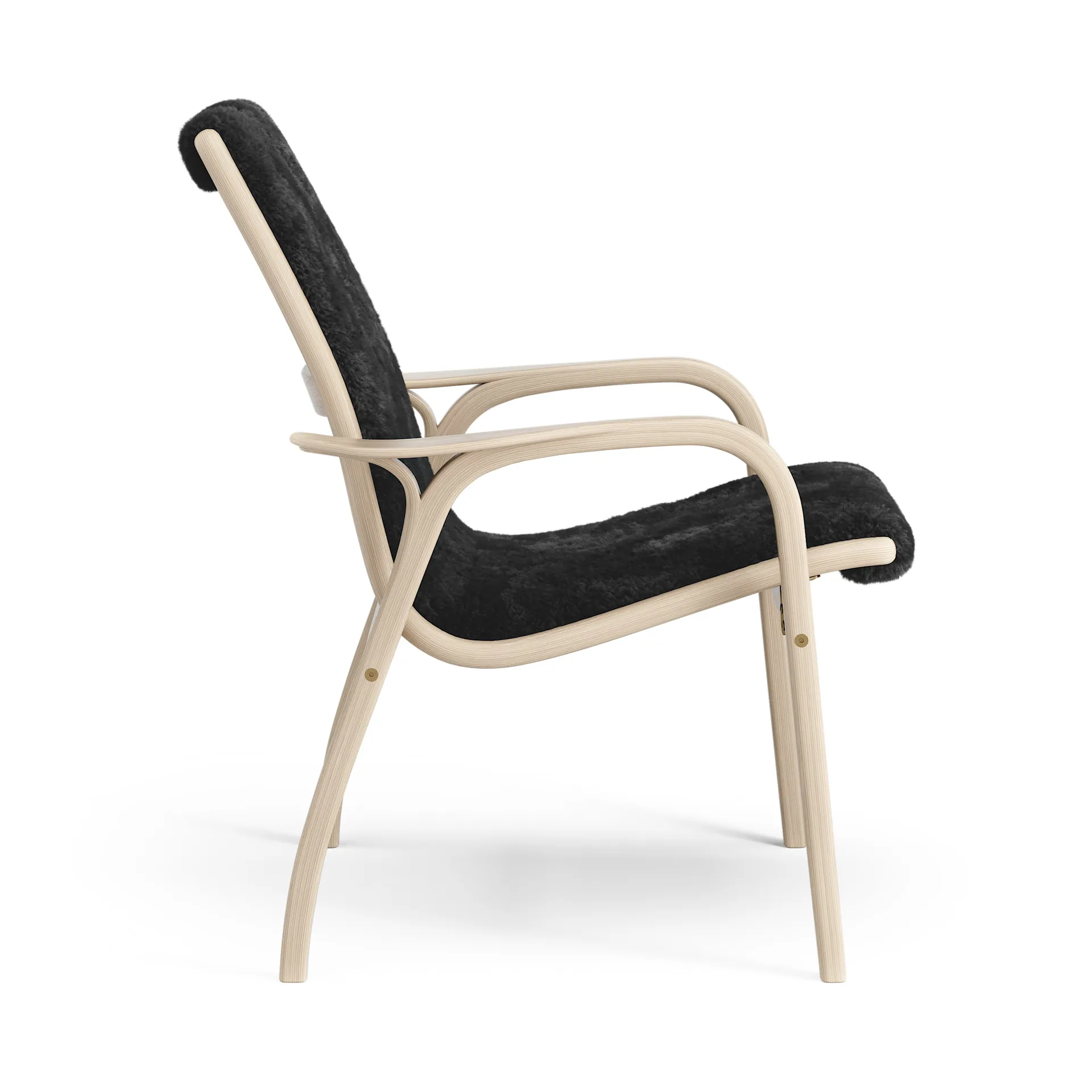 Laminett arm chair white pigmented oak/sheep skin, Black (black) Swedese