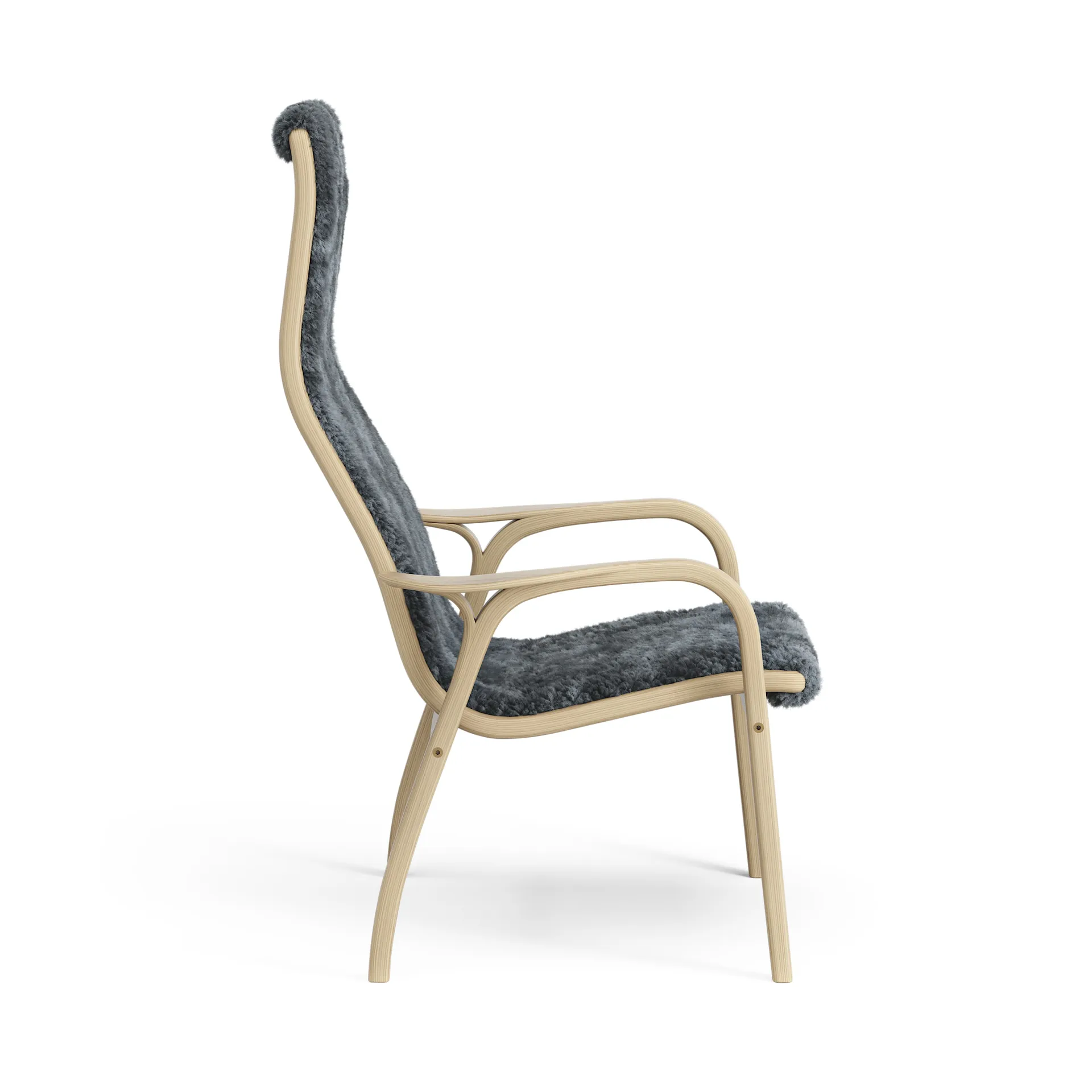 Lamini children's arm chair laquered oak/sheep skin, Charcoal (dark grey) Swedese