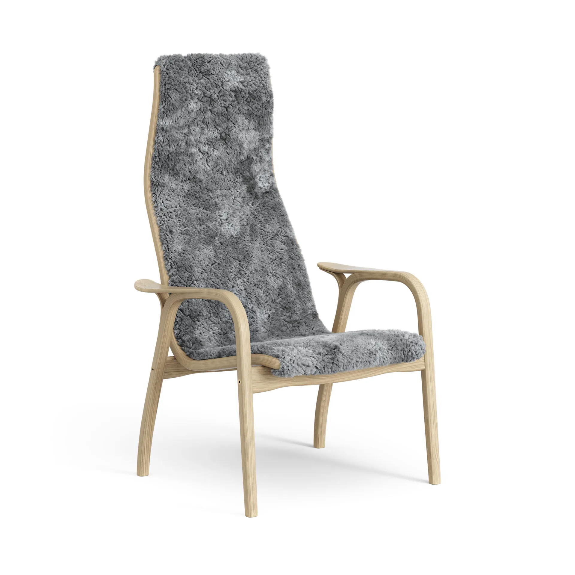 Lamini children's arm chair laquered oak/sheep skin, Scandinavian Grey (grey) Swedese