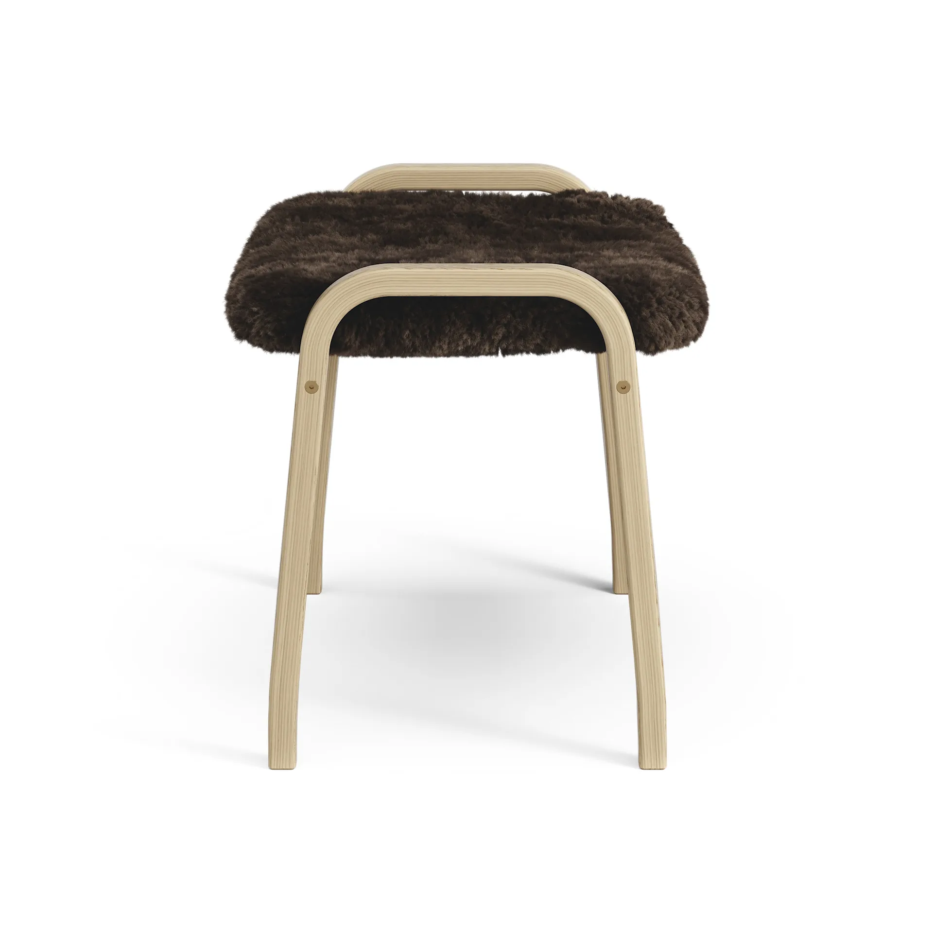 Lamini children's foot stool laquered oak/sheep skin, Espresso (brown) Swedese