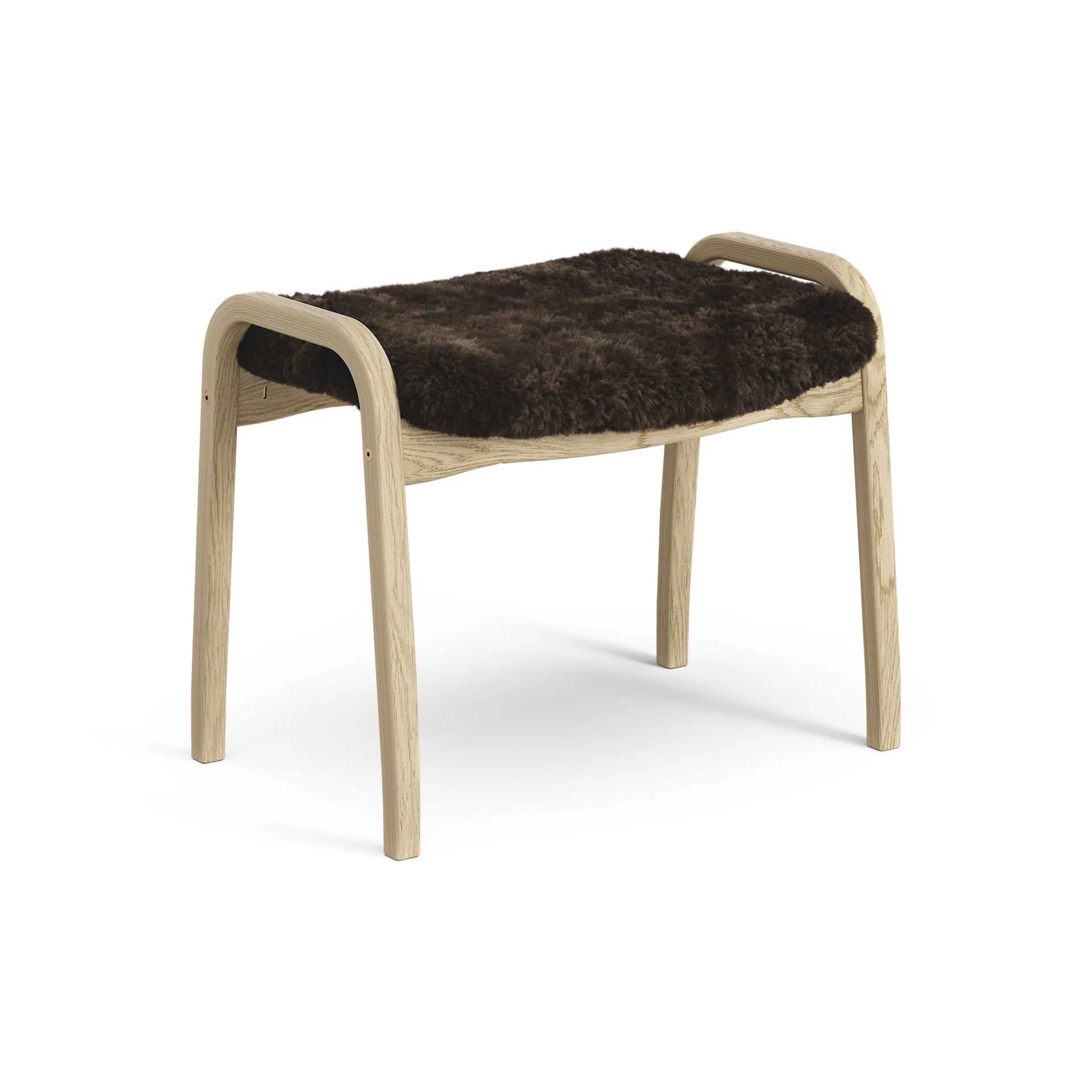 Lamini children's foot stool laquered oak/sheep skin, Espresso (brown) Swedese