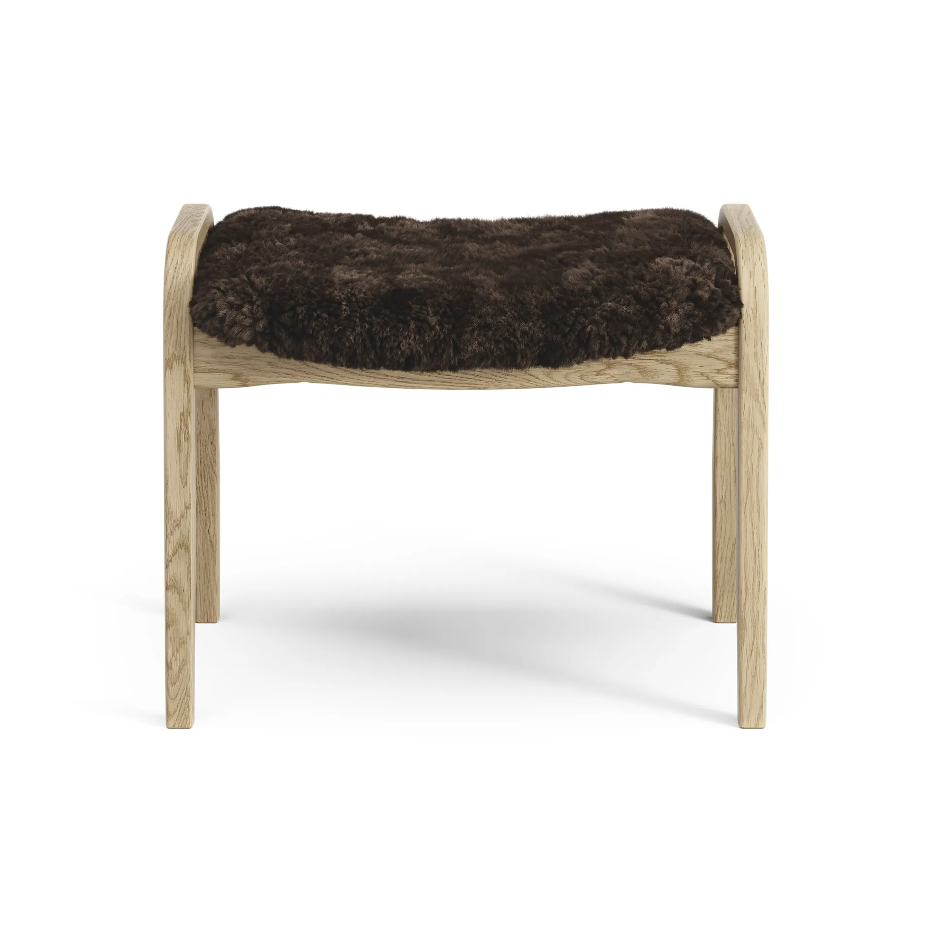 Lamini children's foot stool laquered oak/sheep skin, Espresso (brown) Swedese