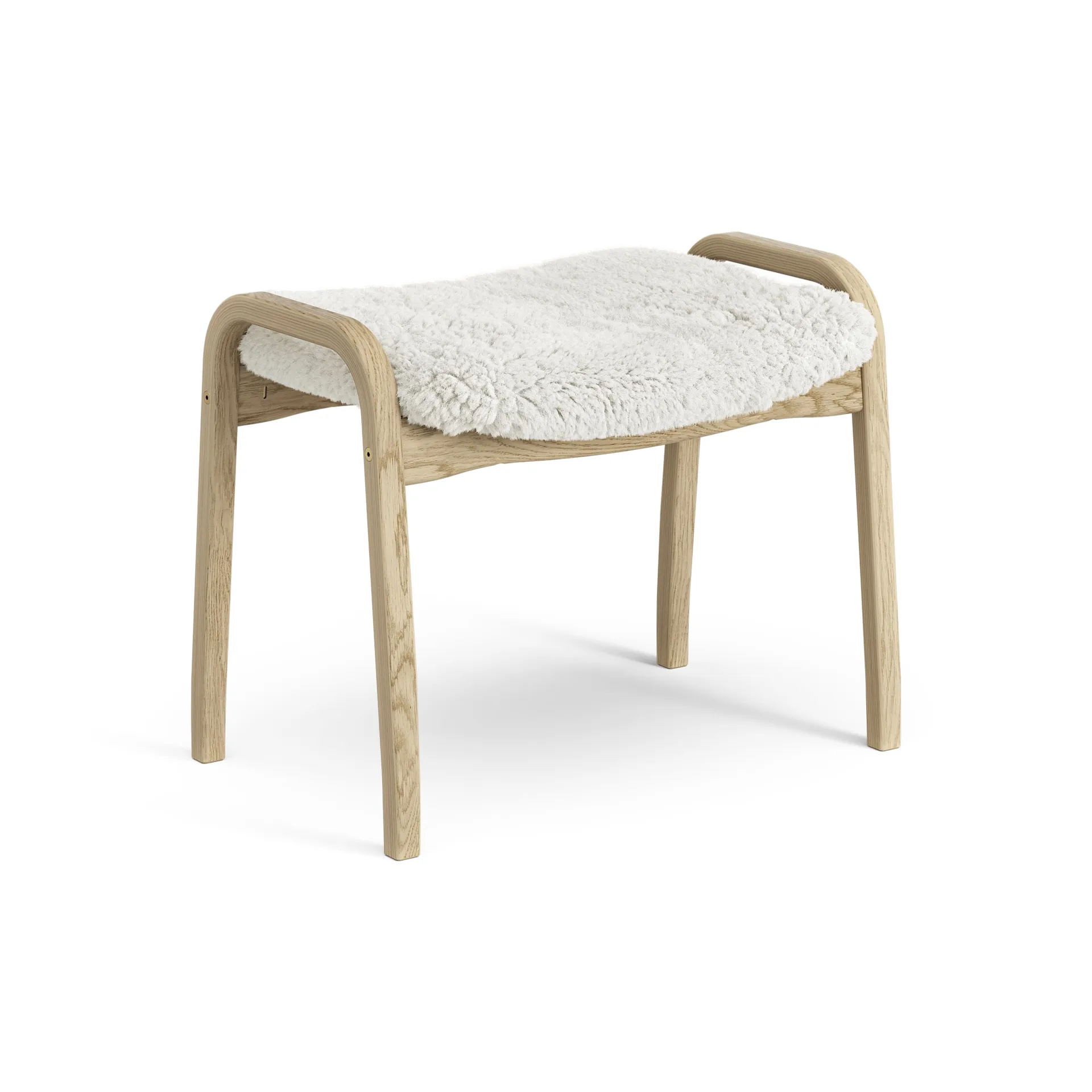 Lamini children's foot stool laquered oak/sheep skin, Off white (white) Swedese