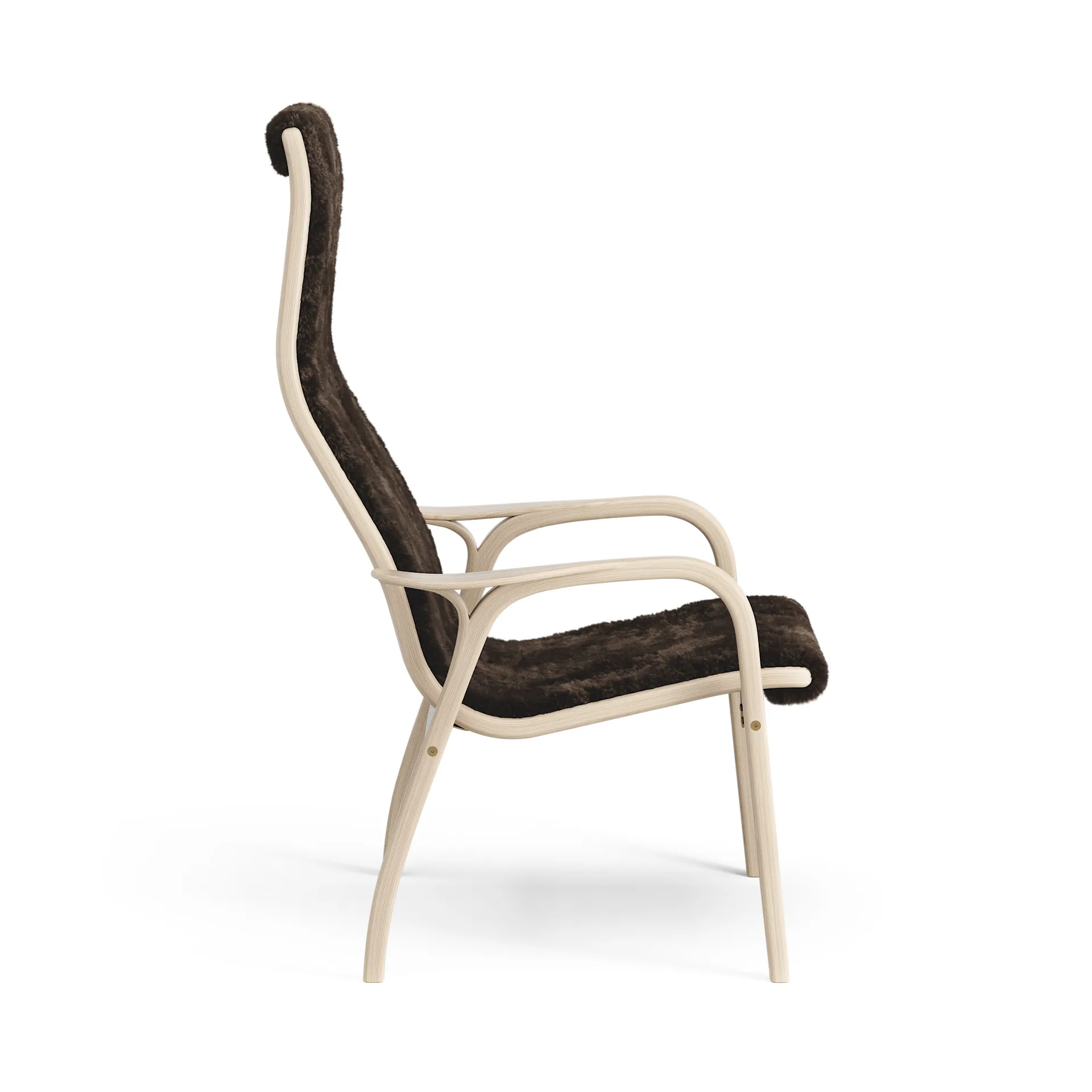 Lamino arm chair white pigmented oak/sheep skin, Espresso (brown) Swedese