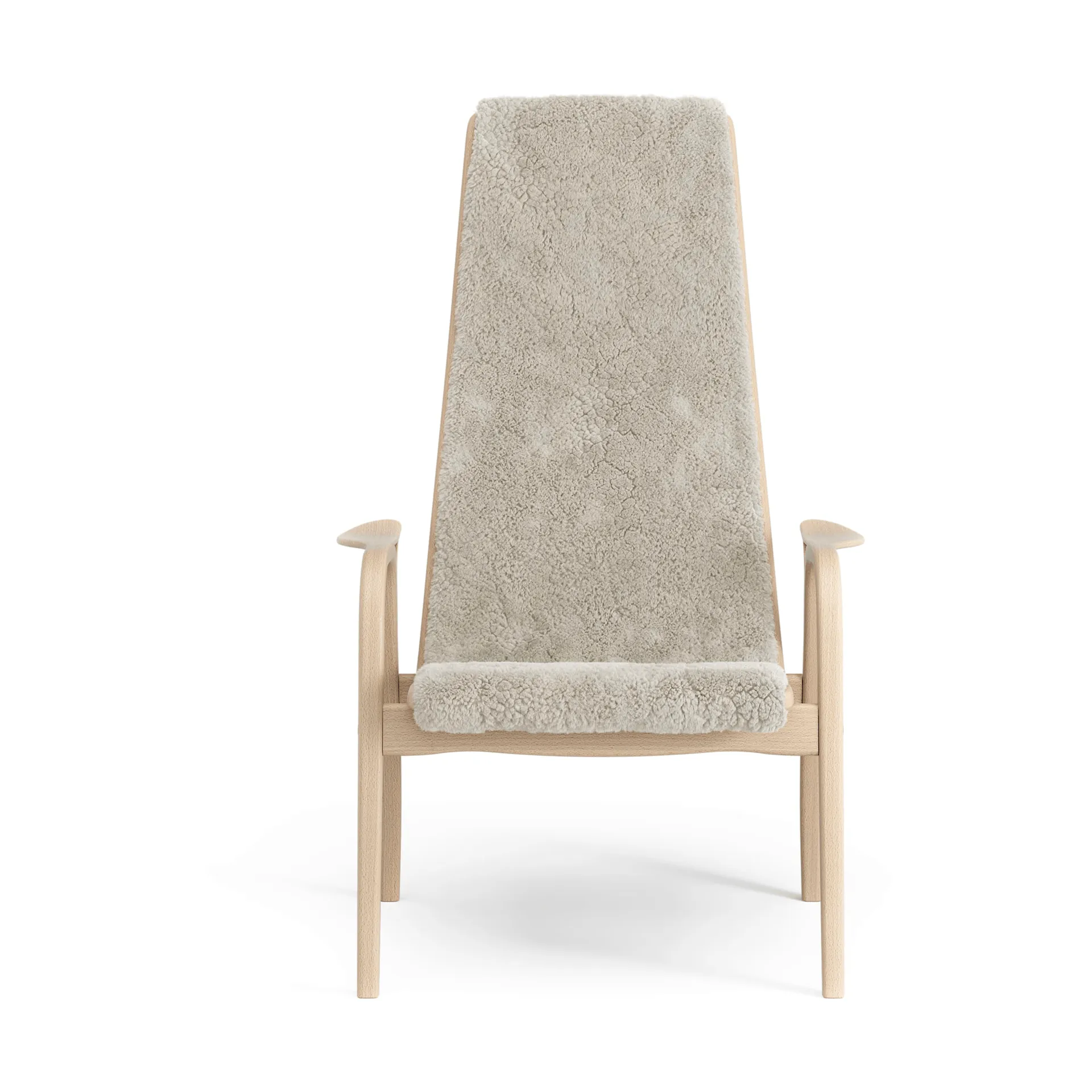 Lamino armchair, Sheepskin Moonlight-lacquered beech Swedese