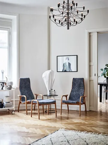 Lamino footstool - Sheepskin Black-black stained beech - Swedese