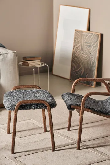 Lamino footstool - Sheepskin Charcoal-oiled oak - Swedese
