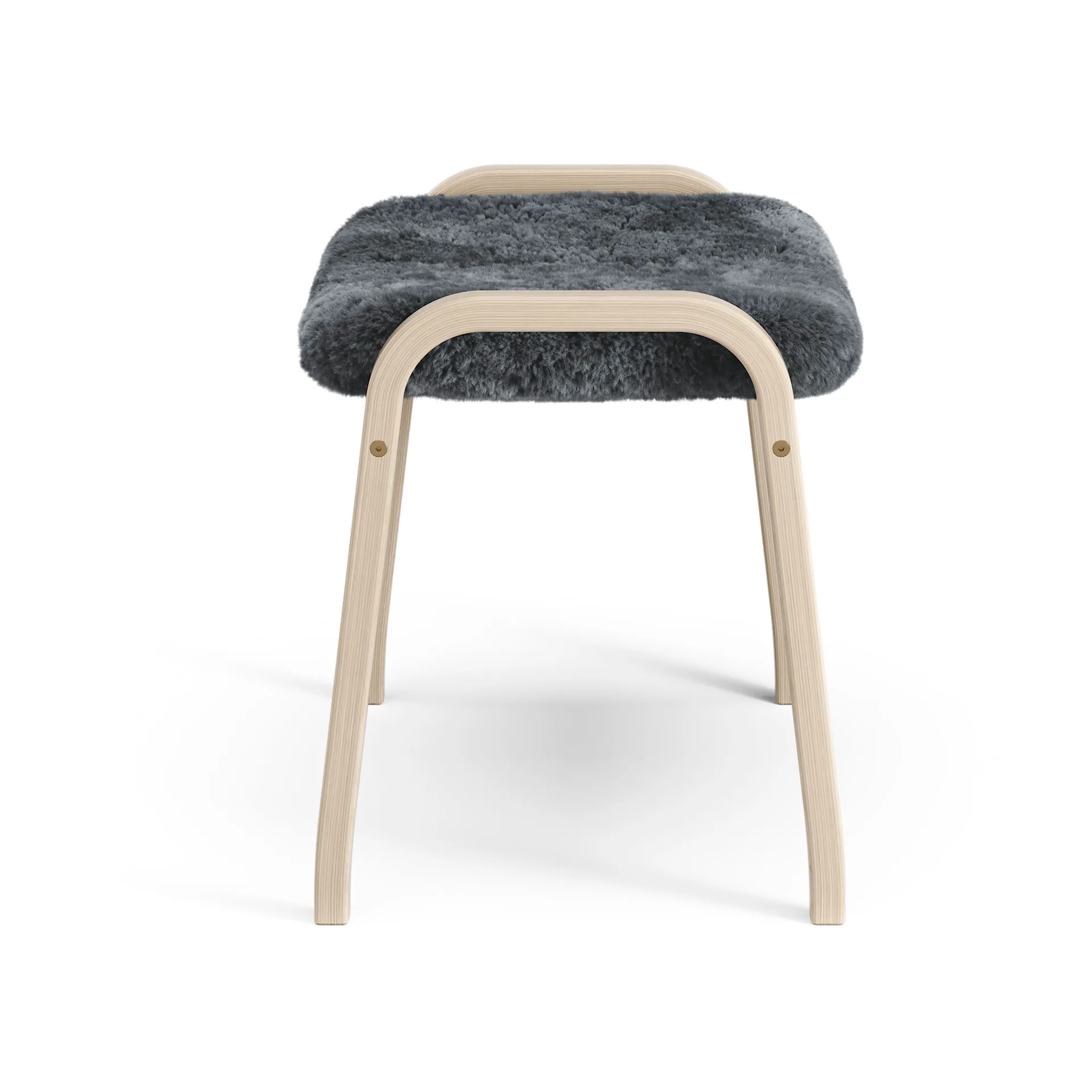 Lamino footstool, Sheepskin Charcoal-white pigmented oak Swedese