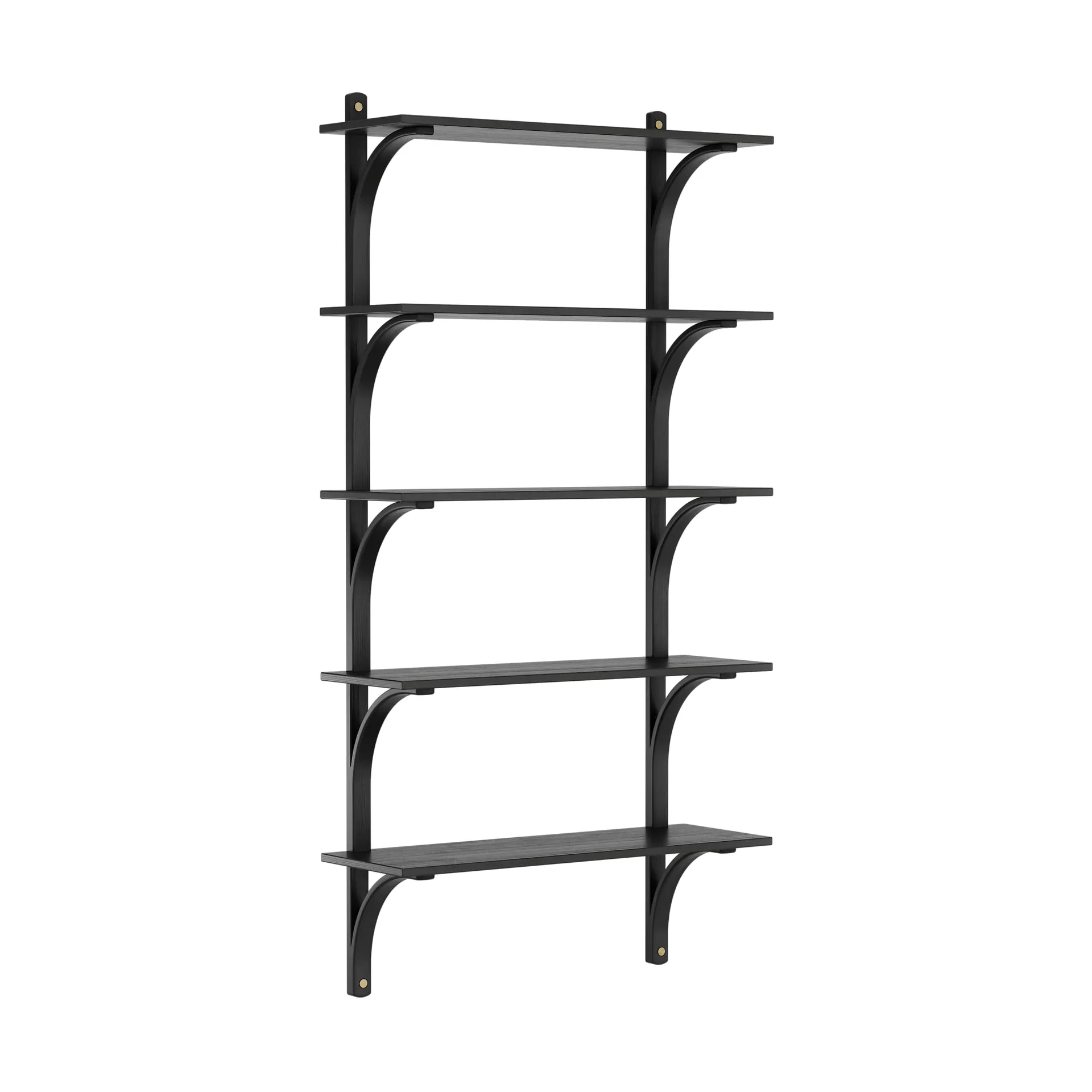 Levi shelf 5 shelves, Black-stained ash-brass, 90 cm Swedese