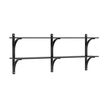 Levi shelf - Black ash-stainless steel, 2 shelves, 180 cm - Swedese