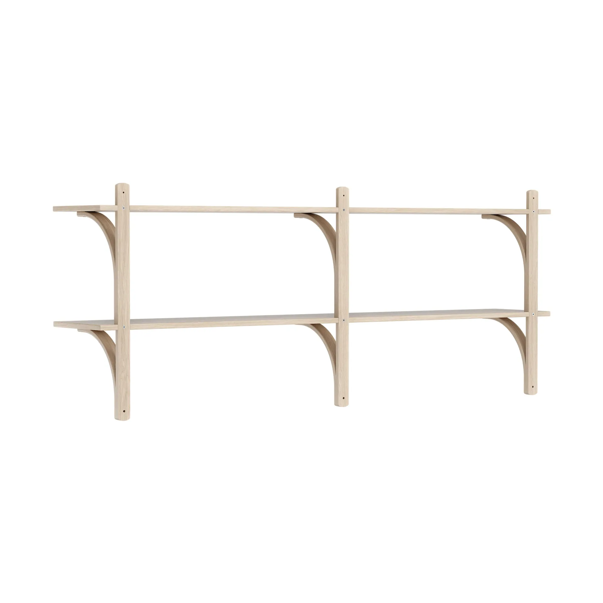 Levi shelf, White-pigmented oak-brass, 2 shelves, 180 cm Swedese