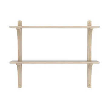 Levi shelf - White-pigmented oak-brass, 2 shelves, 90 cm - Swedese