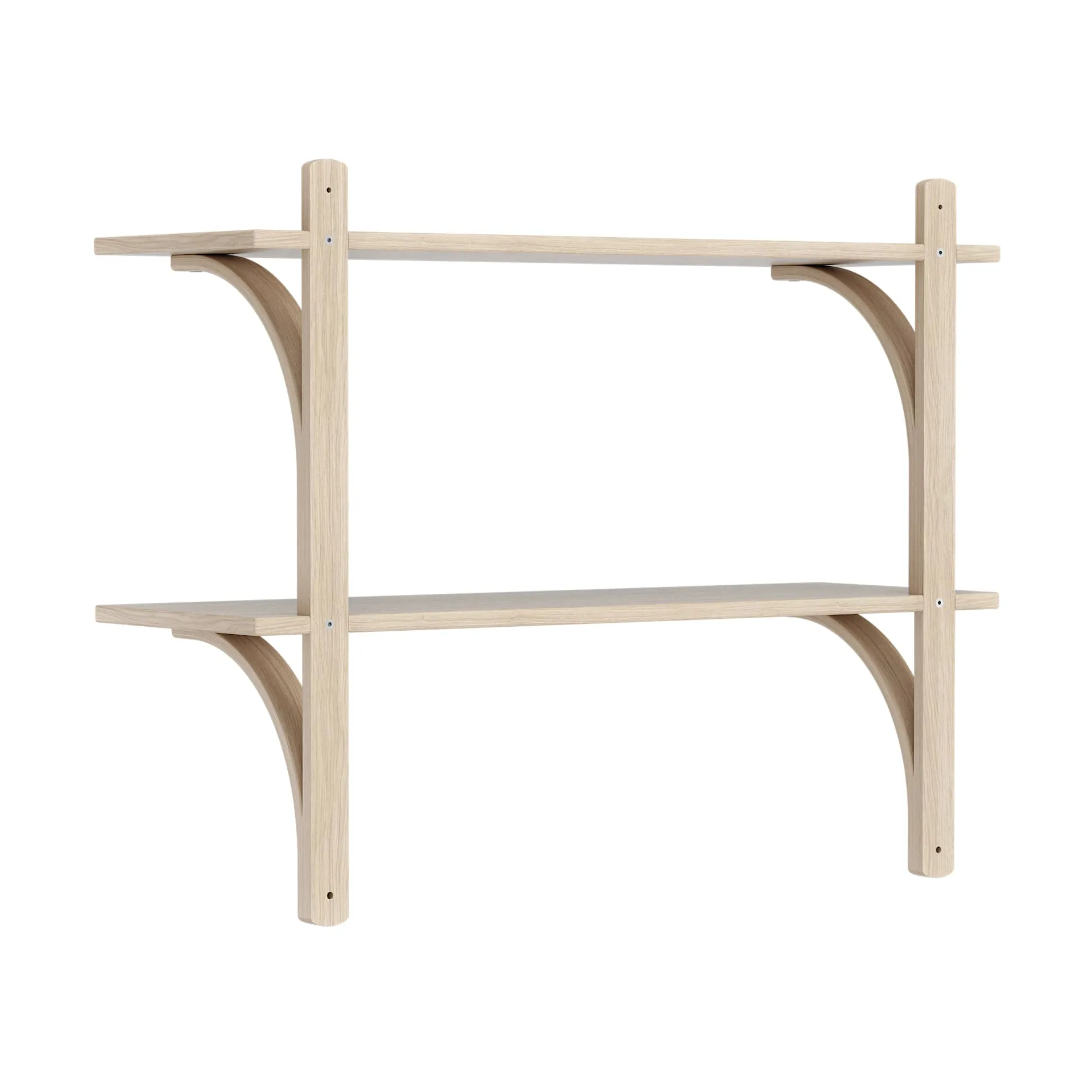 Levi shelf, White-pigmented oak-brass, 2 shelves, 90 cm Swedese