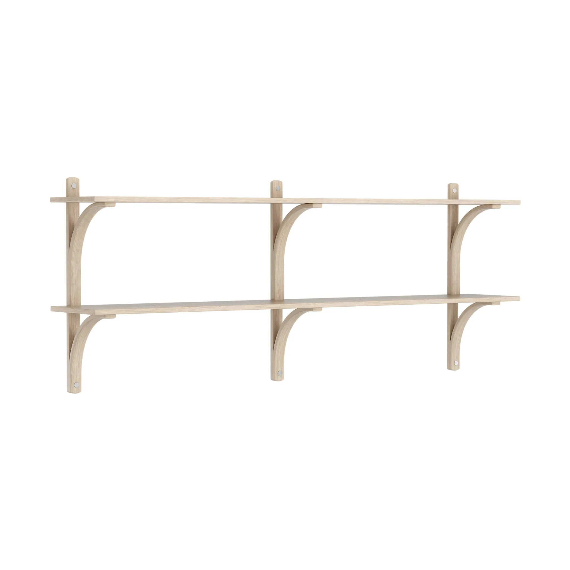Levi shelf, White-pigmented oak-stainless steel, 2 shelves, 180 cm Swedese