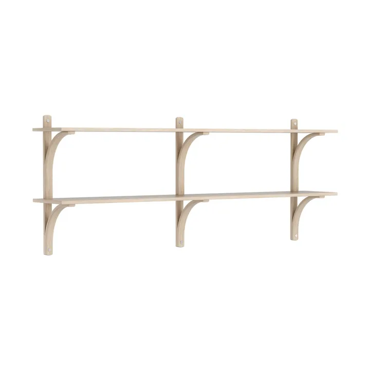 Levi shelf - White-pigmented oak-stainless steel, 2 shelves, 180 cm - Swedese