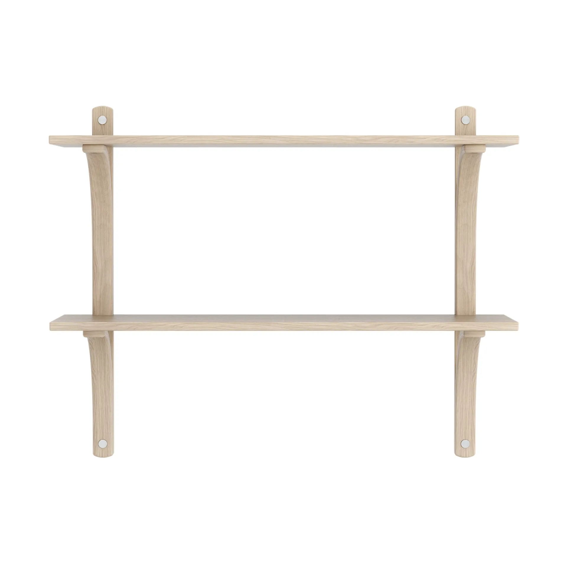 Levi shelf, White-pigmented oak-stainless steel, 2 shelves, 90 cm Swedese
