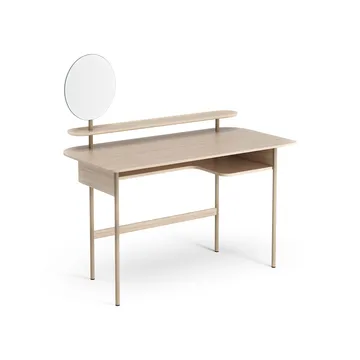 Luna desk with shelf and mirror - Oak white-pigmented - Swedese