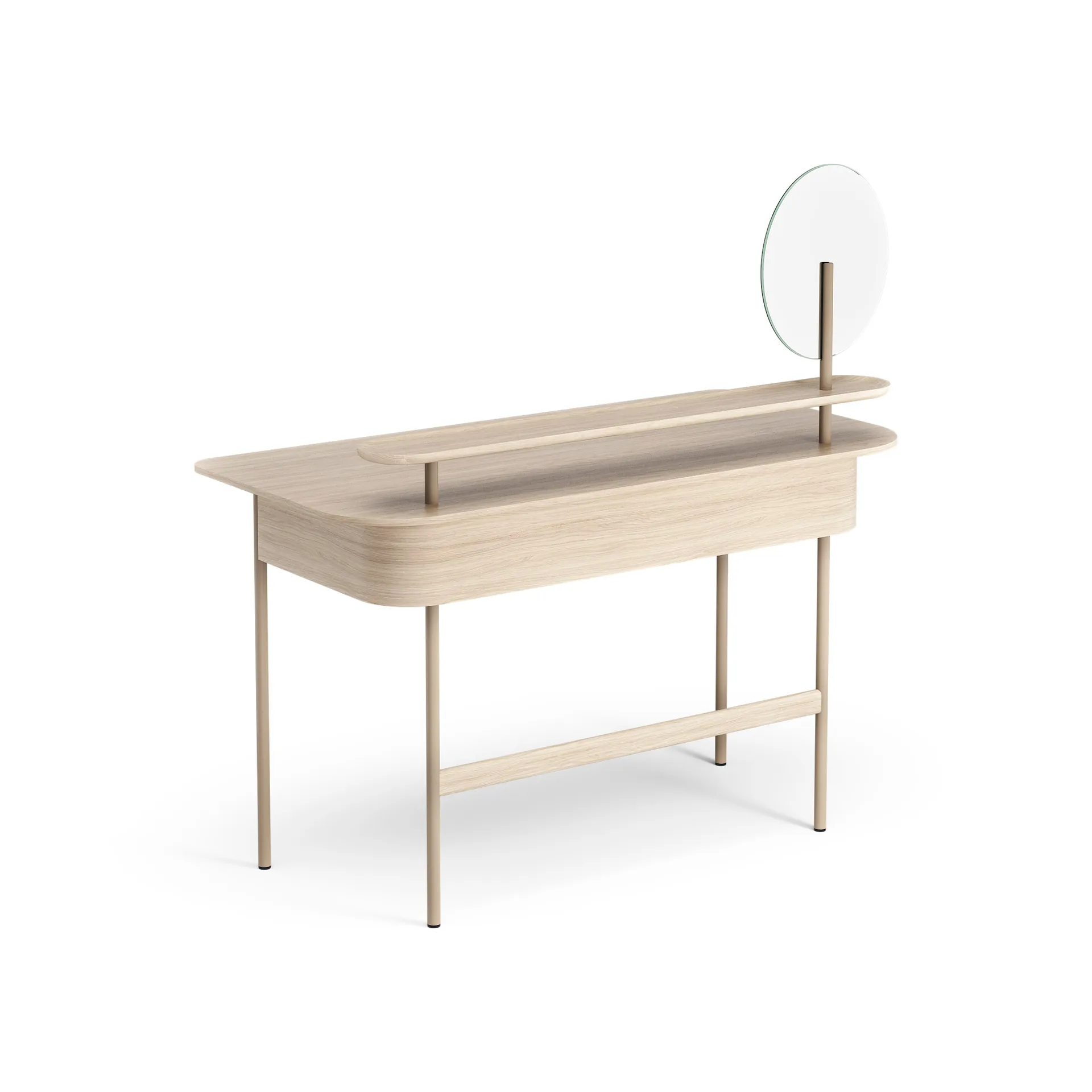 Luna desk with shelf and mirror, Oak white-pigmented Swedese