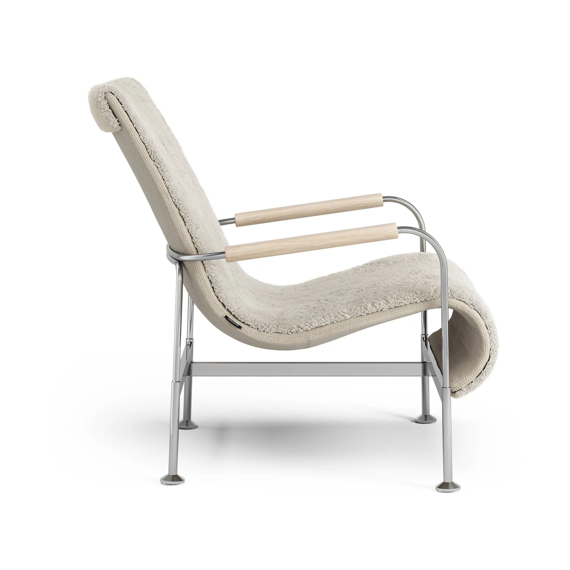 Serpentine armchair, Sheepskin Moonlight-chrome Swedese