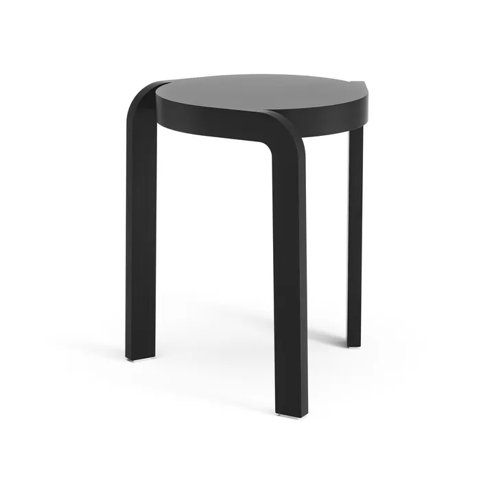 Spin round stool H44 cm - Ash black laserad, Ø32x44 cm - Swedese
