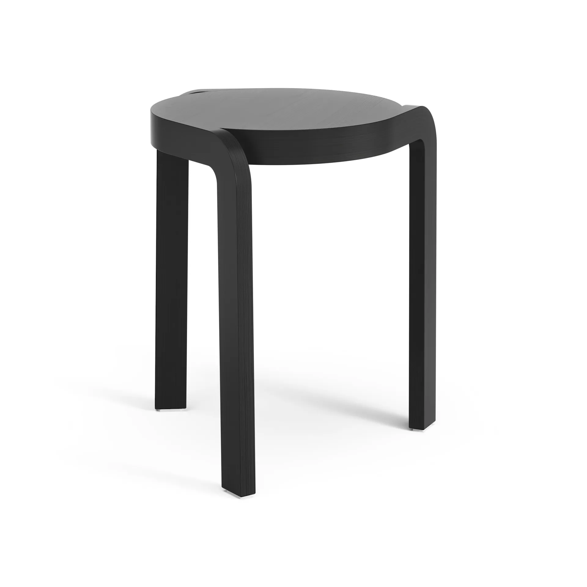 Spin round stool H44 cm, Ash black laserad, Ø32x44 cm Swedese