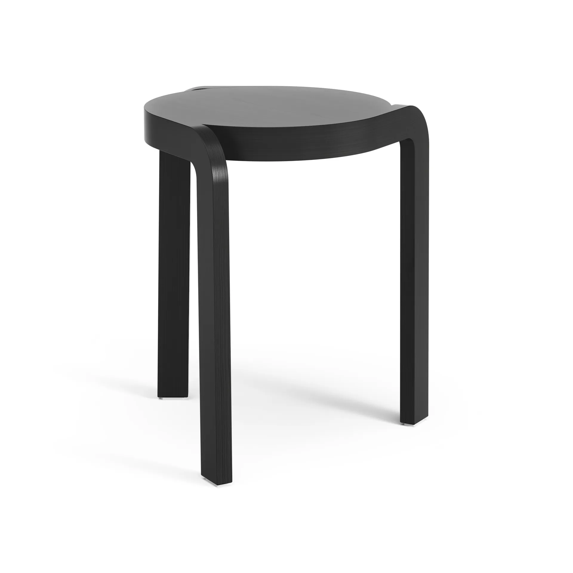 Spin round stool H44 cm, Ash black laserad, Ø32x44 cm Swedese
