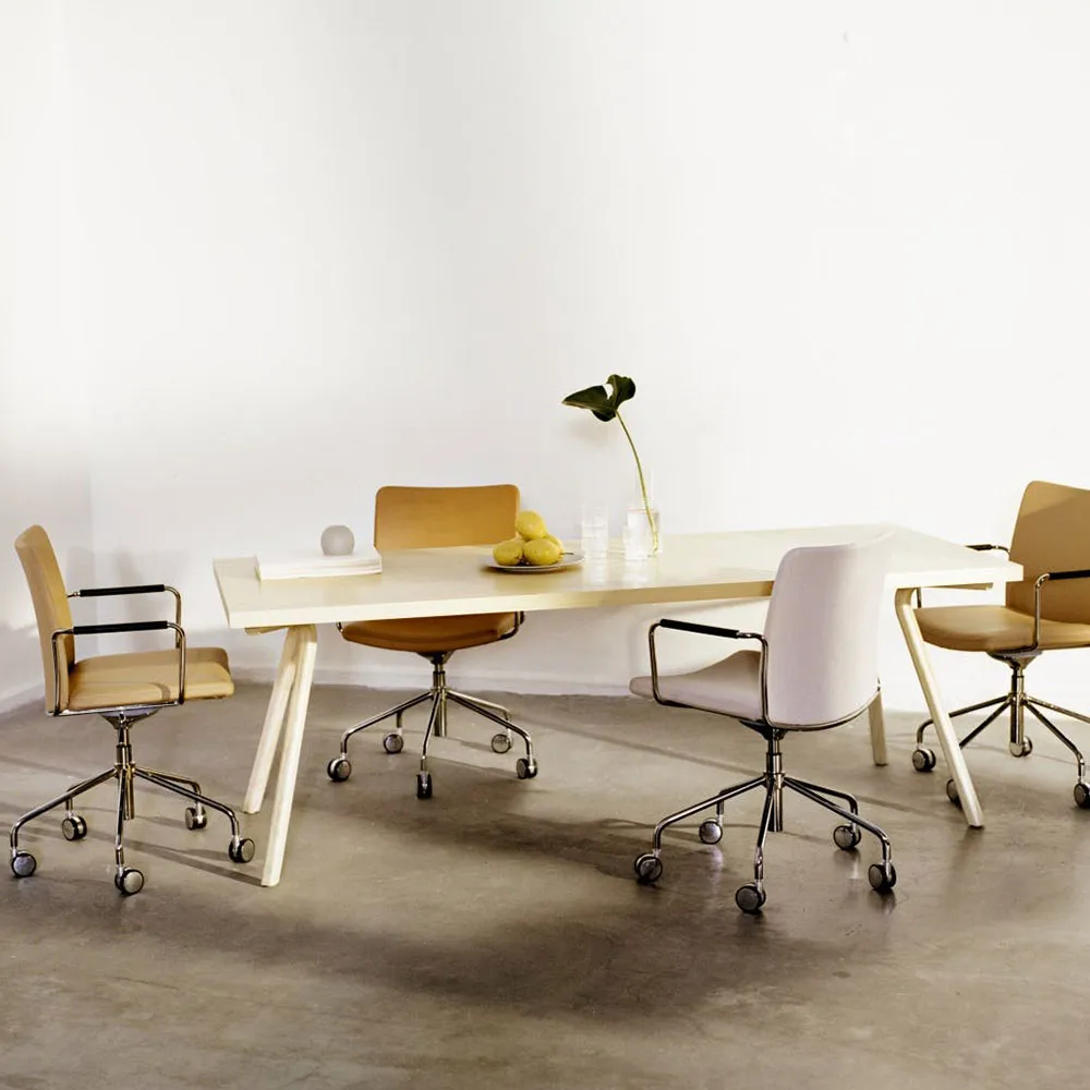 Stella office chair adjustable, Leather elmosoft 33004 brown, chrome, without flexible back Swedese